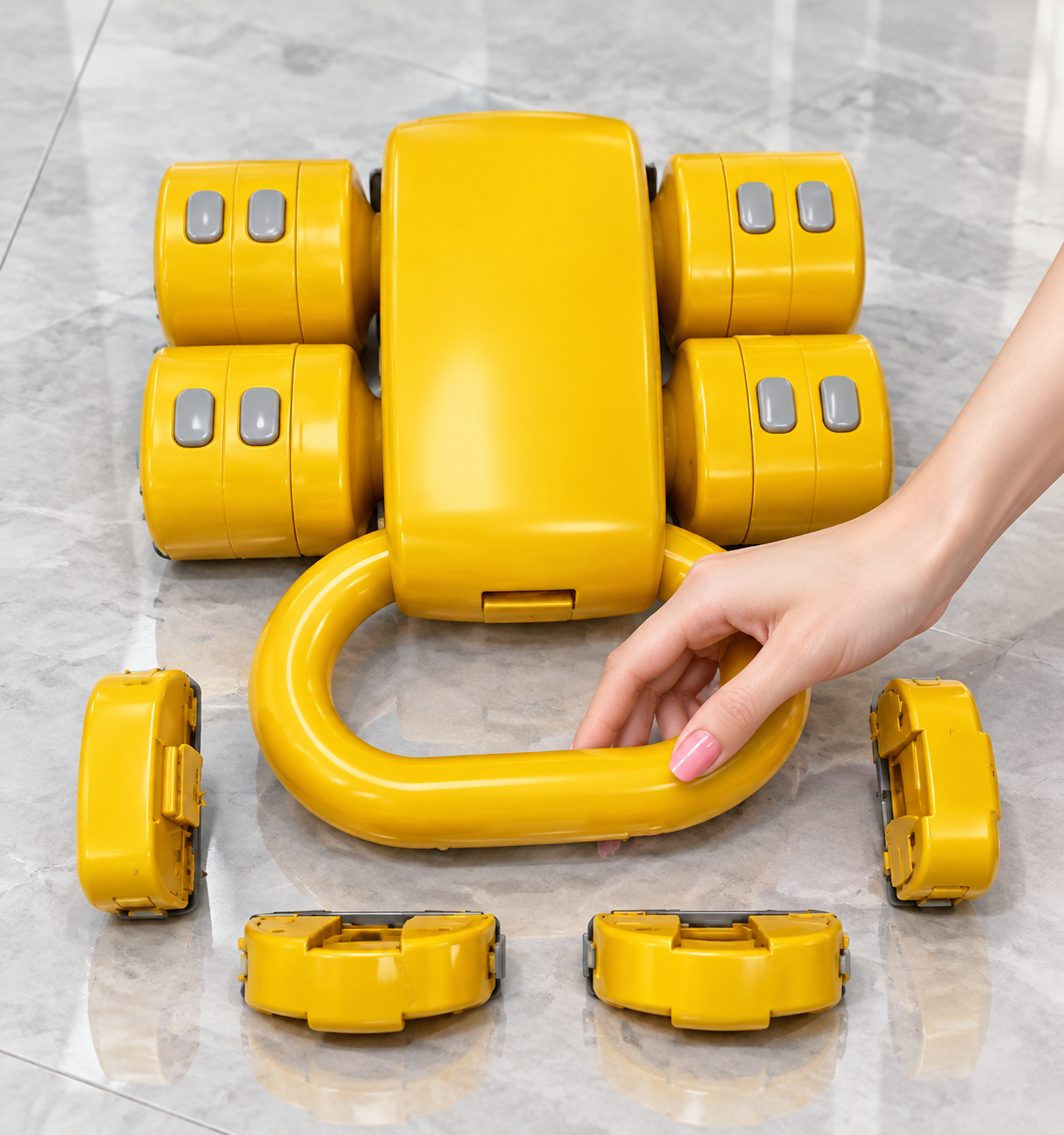 دمبل متغیر چندکاره مدل لاکچری (Yellow Luxury Adjustable Dumbbell)